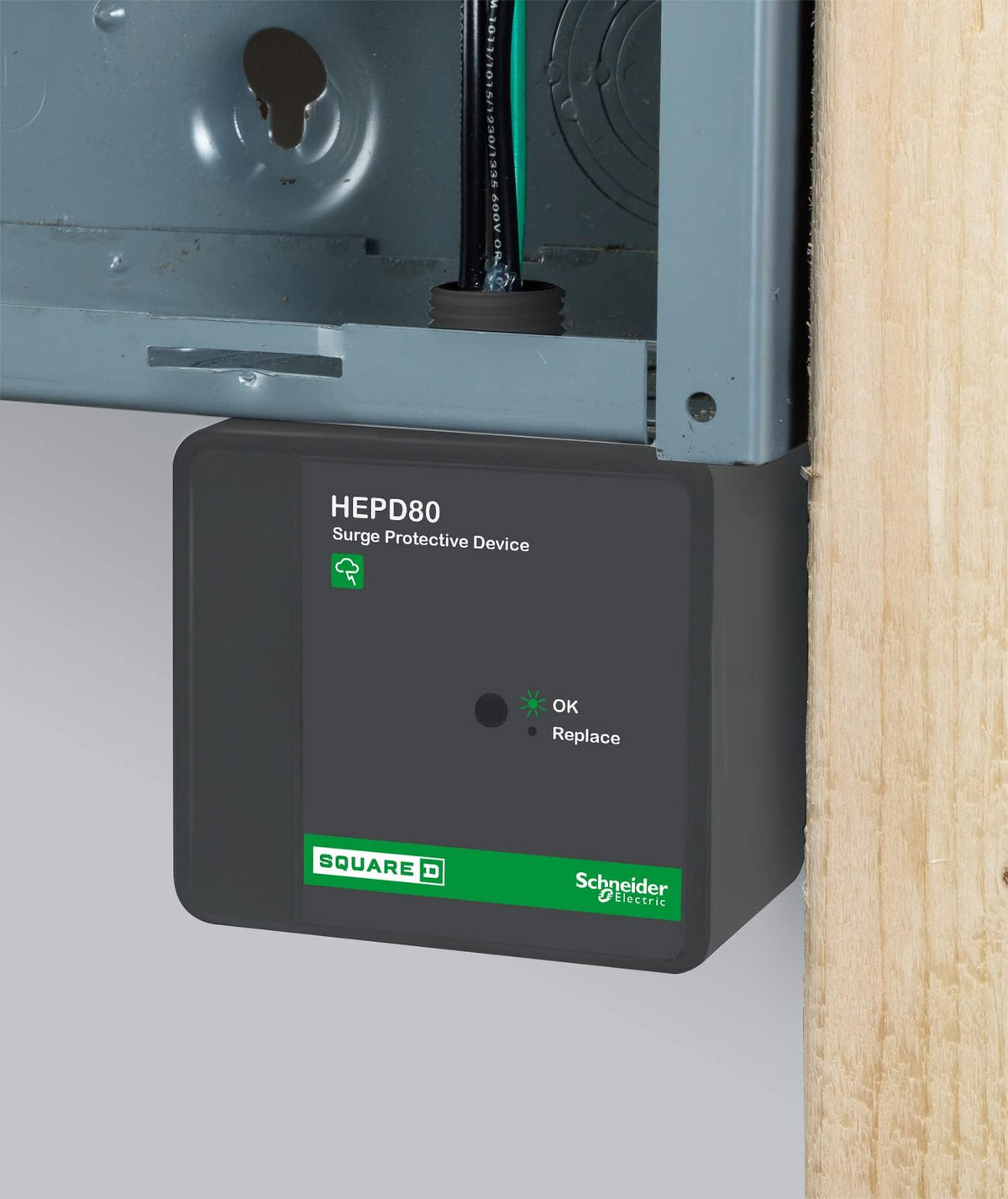 Schneider Electric HEPD80 green LED indicator confirms protection at a glance