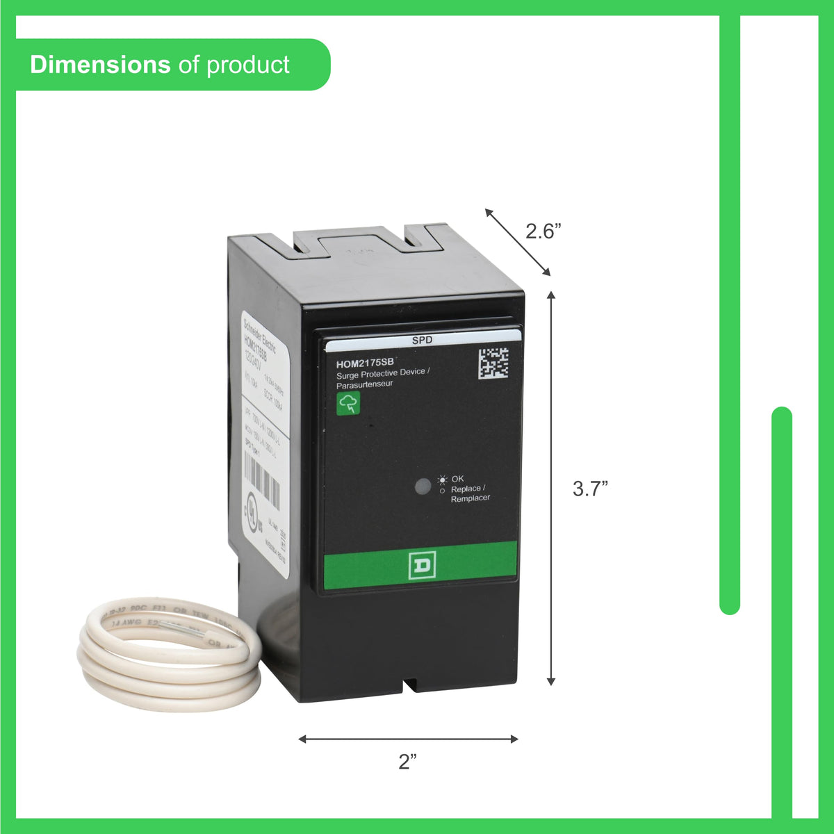 Schneider Electric HOM2175SB Surgebreaker installed in a Homeline panel protecting circuits