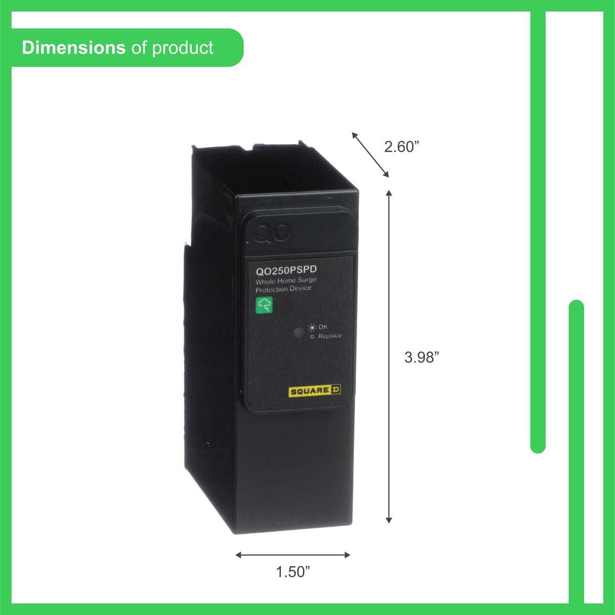 Schneider Electric QO250PSPD 50kA surge capacity protects essential appliances.