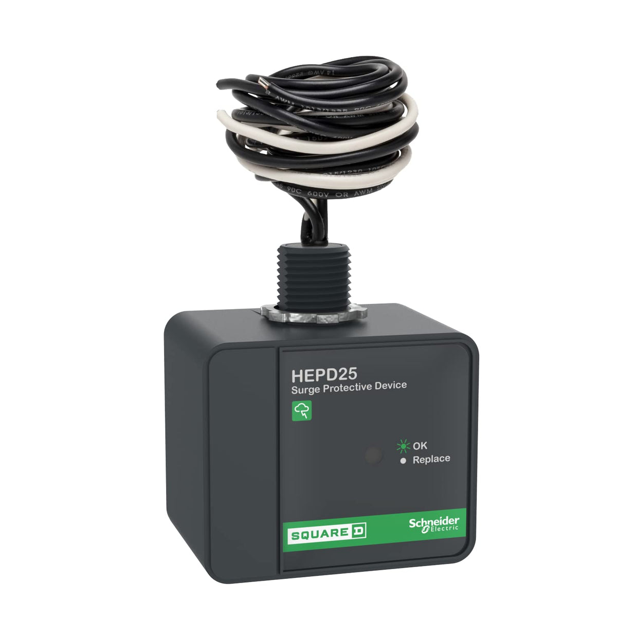 Schneider Electric Square D front panel view showing compact durable enclosure and mounting