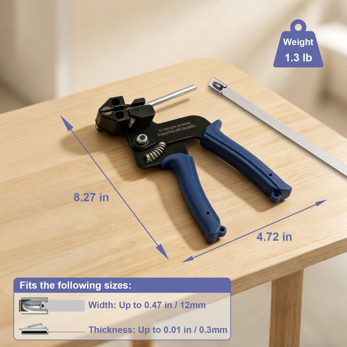 SCITOOLS compact handheld zip tie tool is easy to maneuver for quick setups.