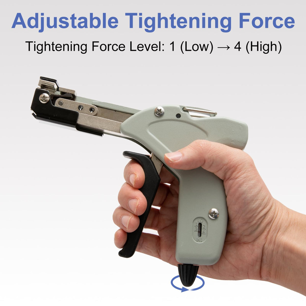 SCITOOLS being used single-handed to tension and cut a stainless tie for faster work benefit