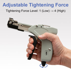 SCITOOLS being used single-handed to tension and cut a stainless tie for faster work benefit