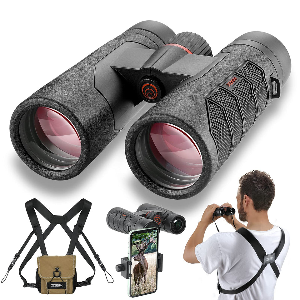 ScoopX binoculars with 24mm eyepiece for bright, detailed birdwatching.