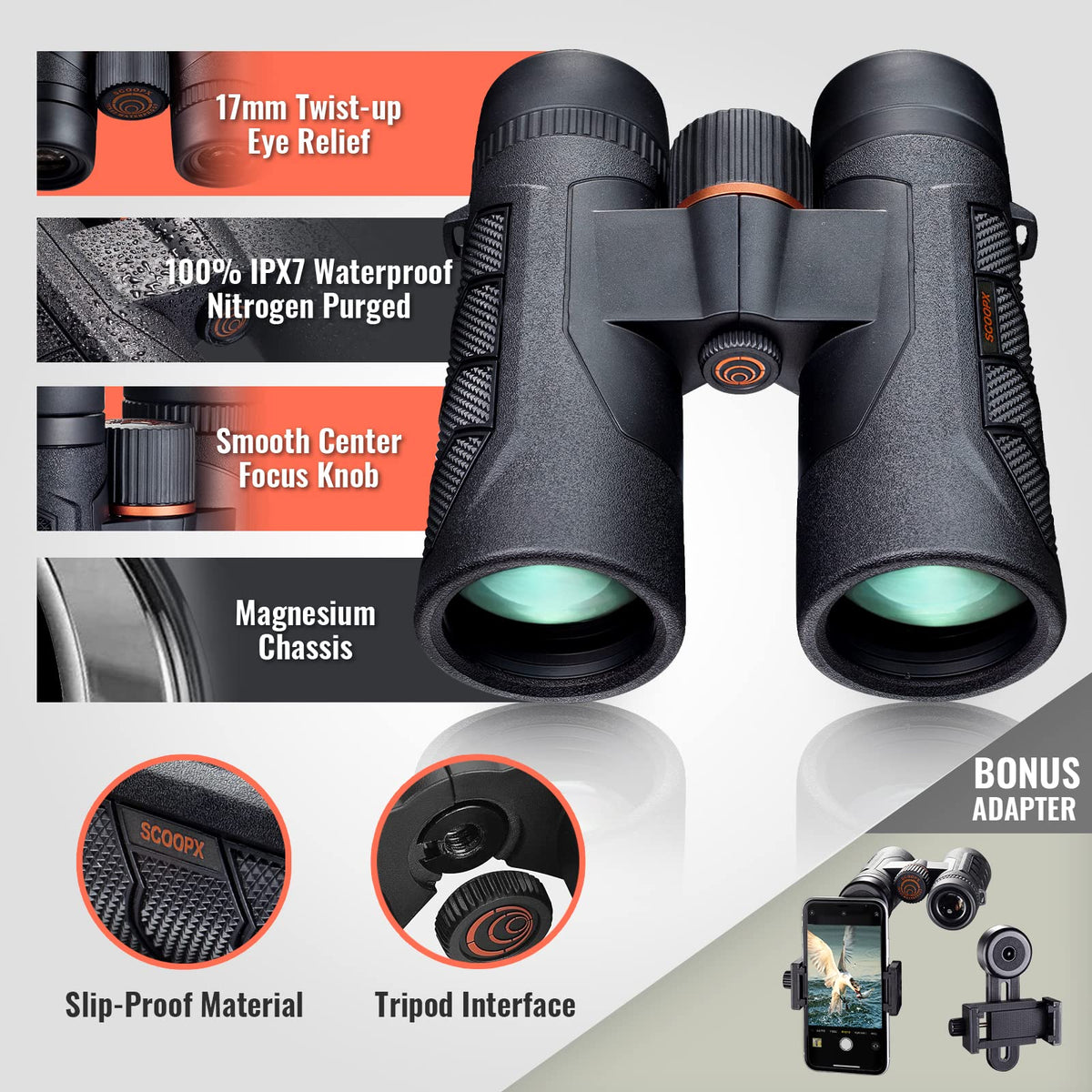 ScoopX IPX7 waterproofing stands up to rain and splashes.
