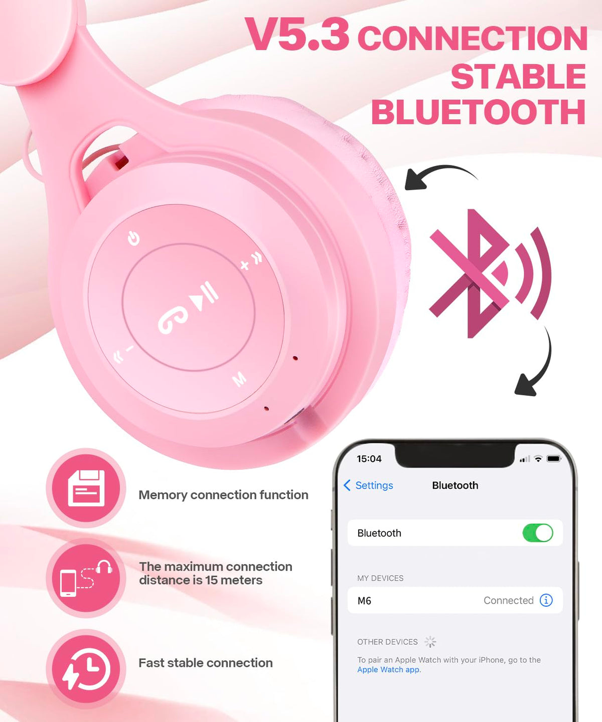 Scorking kids headphones pink adjustable ear cups for comfort