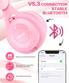 Scorking kids headphones pink adjustable ear cups for comfort