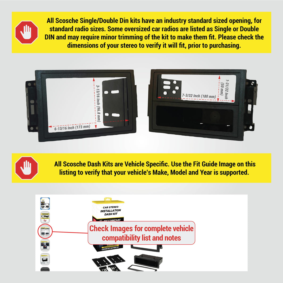 Scosche CR1289B single DIN with pocket layout for compact setups.