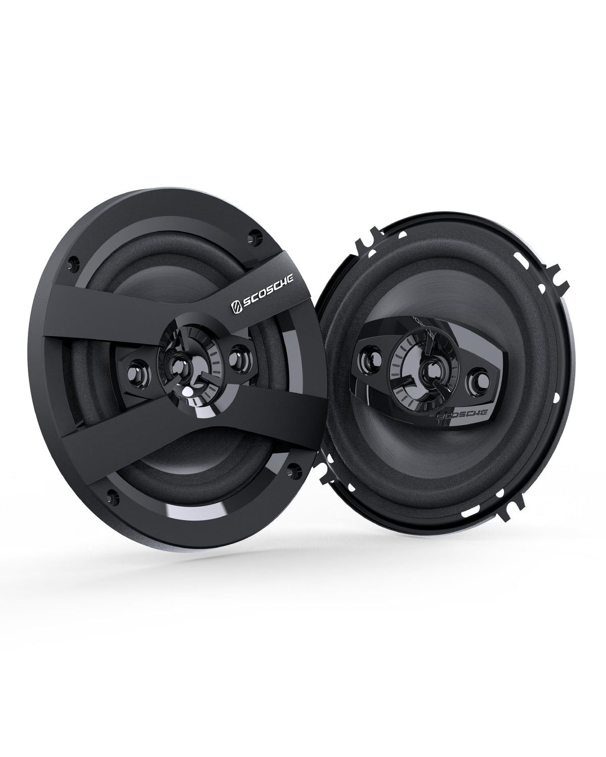 Scosche front view of speaker pair showing complete fit and immediate audio upgrade
