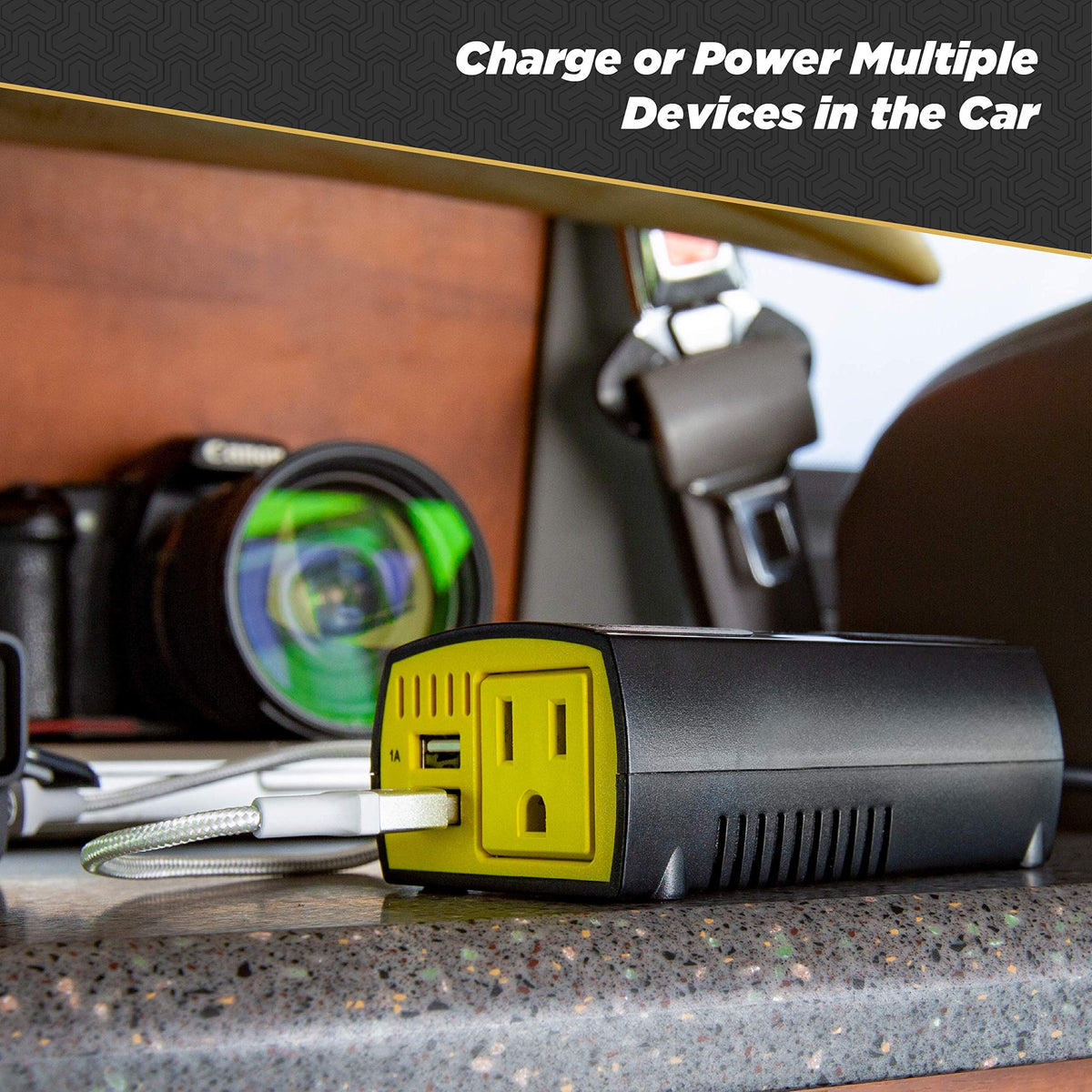 Compact Scosche PI150M design fits easily into a vehicle outlet