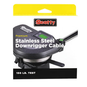 Scotty 1000K premium stainless downrigger cable coiled for strength in saltwater and freshwater setups.