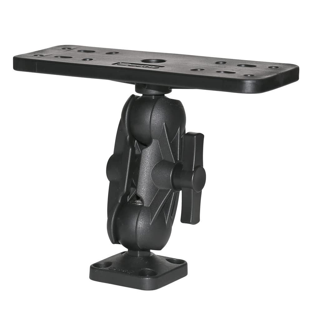 Scotty ball-mount front view shows stable base and strong clamp benefit