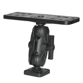 Scotty ball-mount front view shows stable base and strong clamp benefit