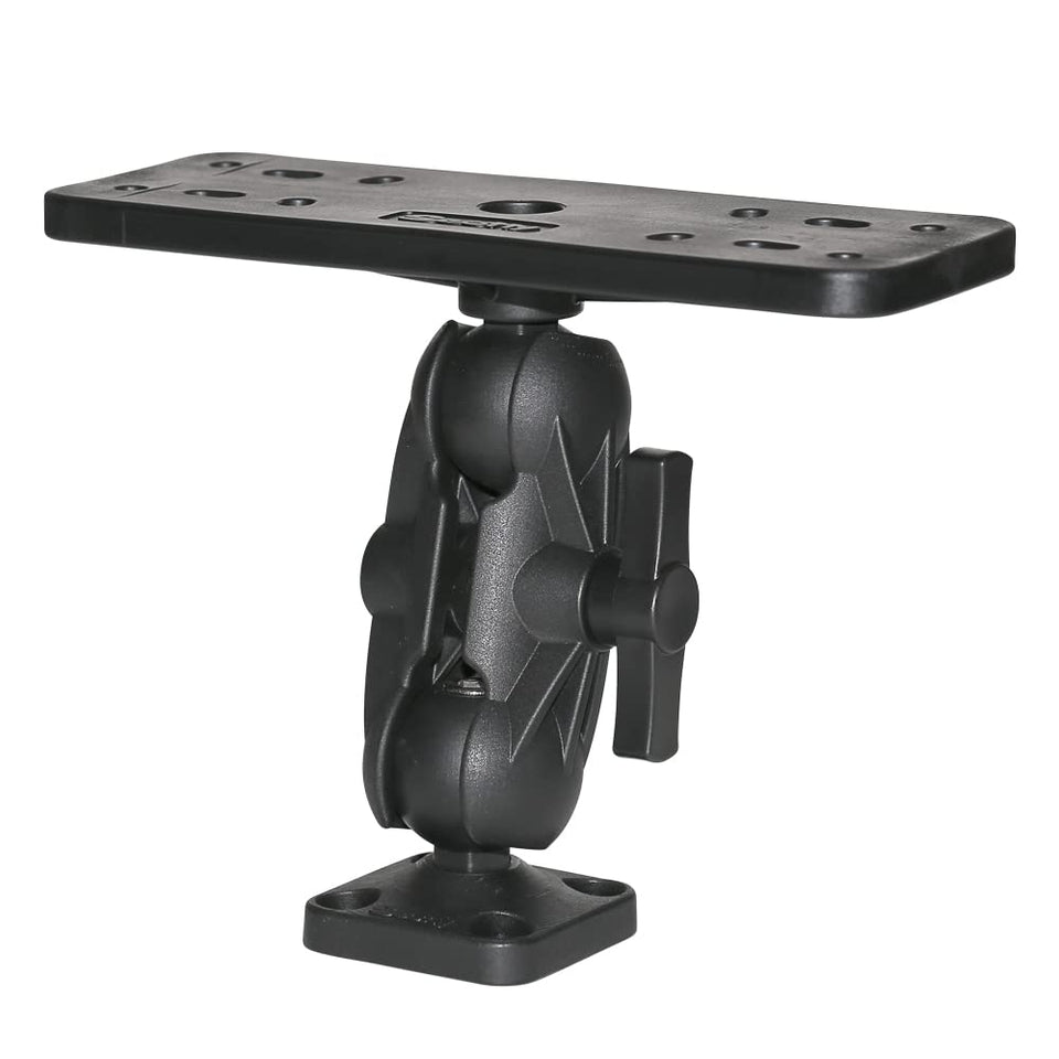 Scotty ball-mount front view shows stable base and strong clamp benefit