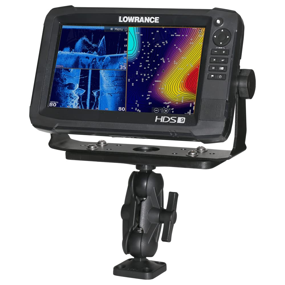 Scotty mounted fish finder in use demonstrating steady viewing benefit