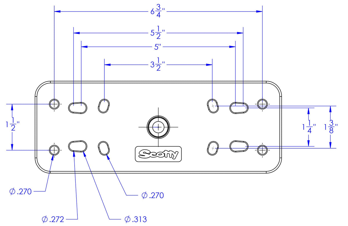 Scotty scale comparison and dimensions illustrating compact versatile fit