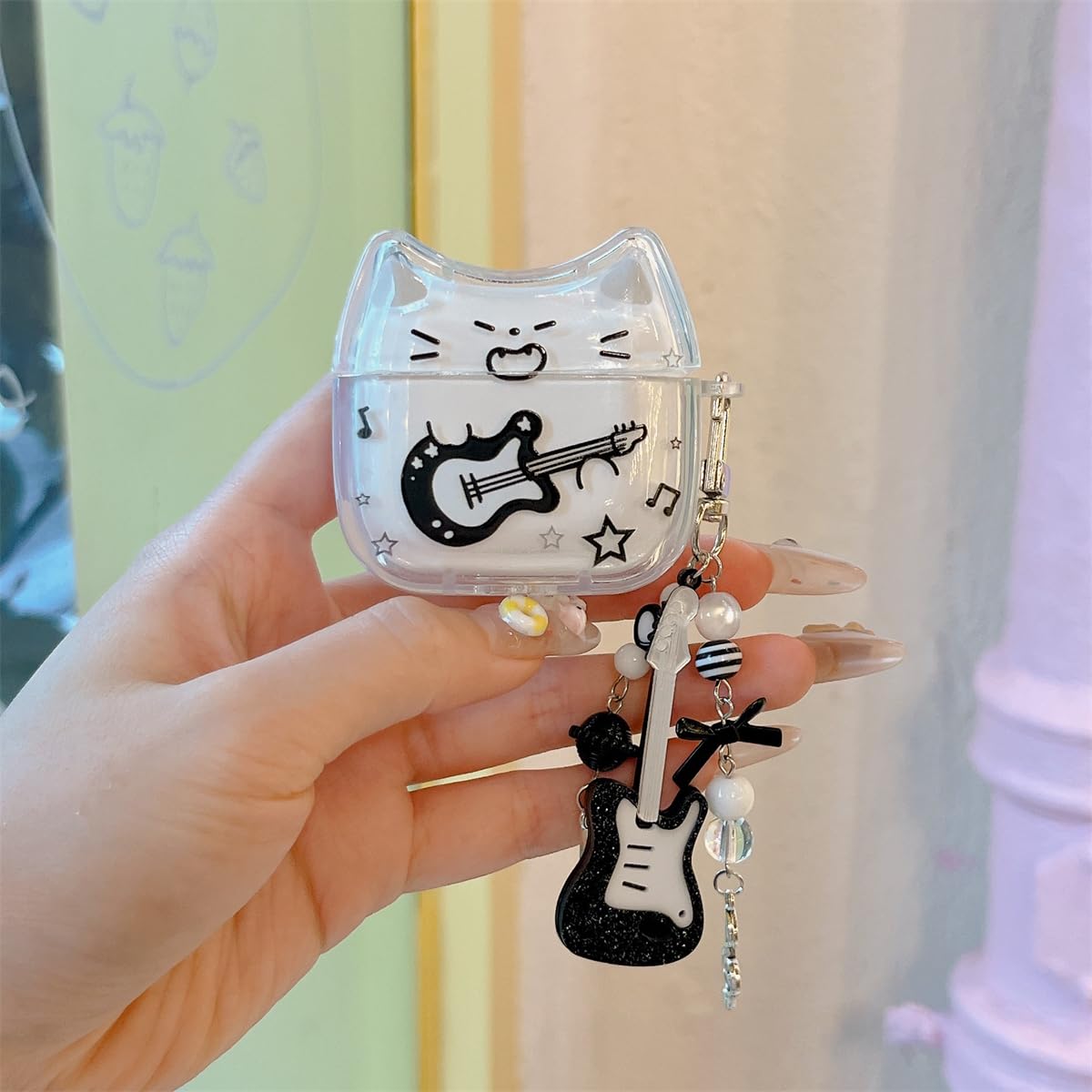 SCQYCWA side profile showing cat-ear silhouette and snug AirPods fit benefits
