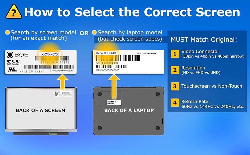 ScreenArama 40-pin connector ensures compatibility with touch laptops.