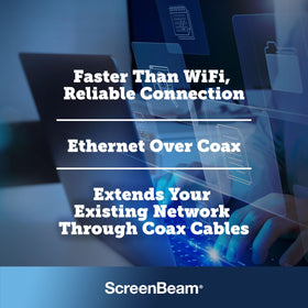 ScreenBeam MoCA 2.5 coax cable close-up highlighting connection paths
