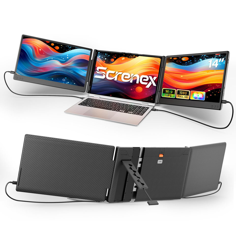 Screnex laptop screen extender auto-width setup for stable triple-monitor use