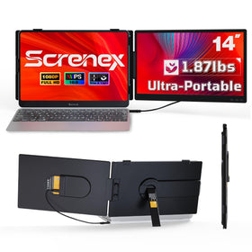 Screnex Laptop Screen Extender front view shows dual-screen setup for productivity.