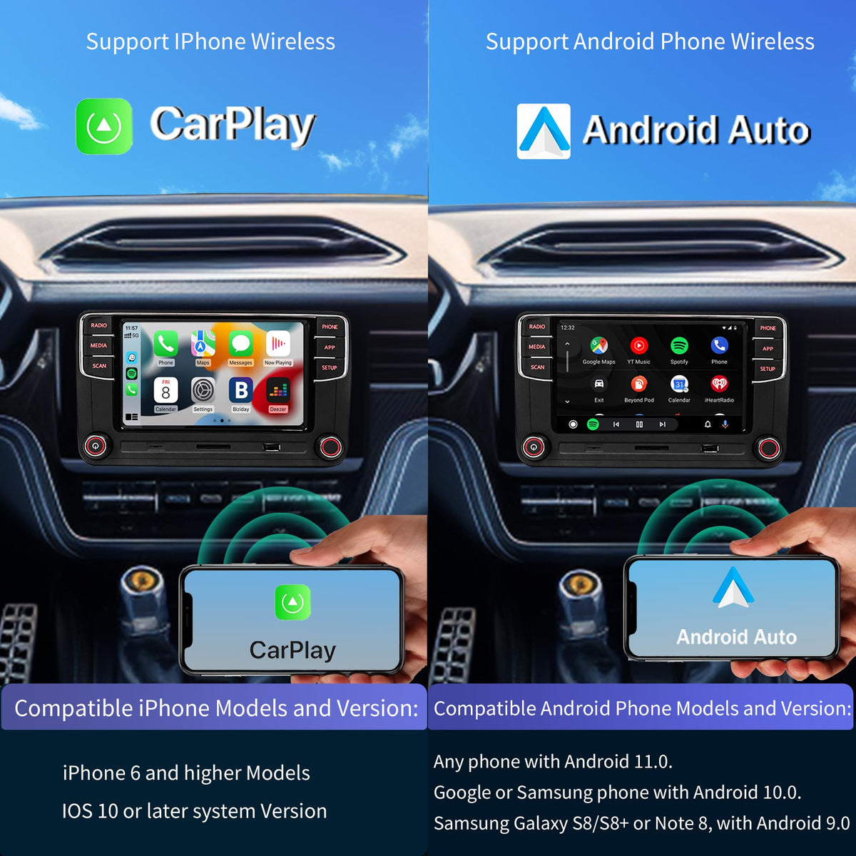 SCUMAXCON RCD360 PRO3S Android Auto wireless setup for hands-free use