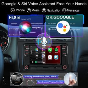 SCUMAXCON RCD360 PRO3S wireless CarPlay in use on steering wheel controls
