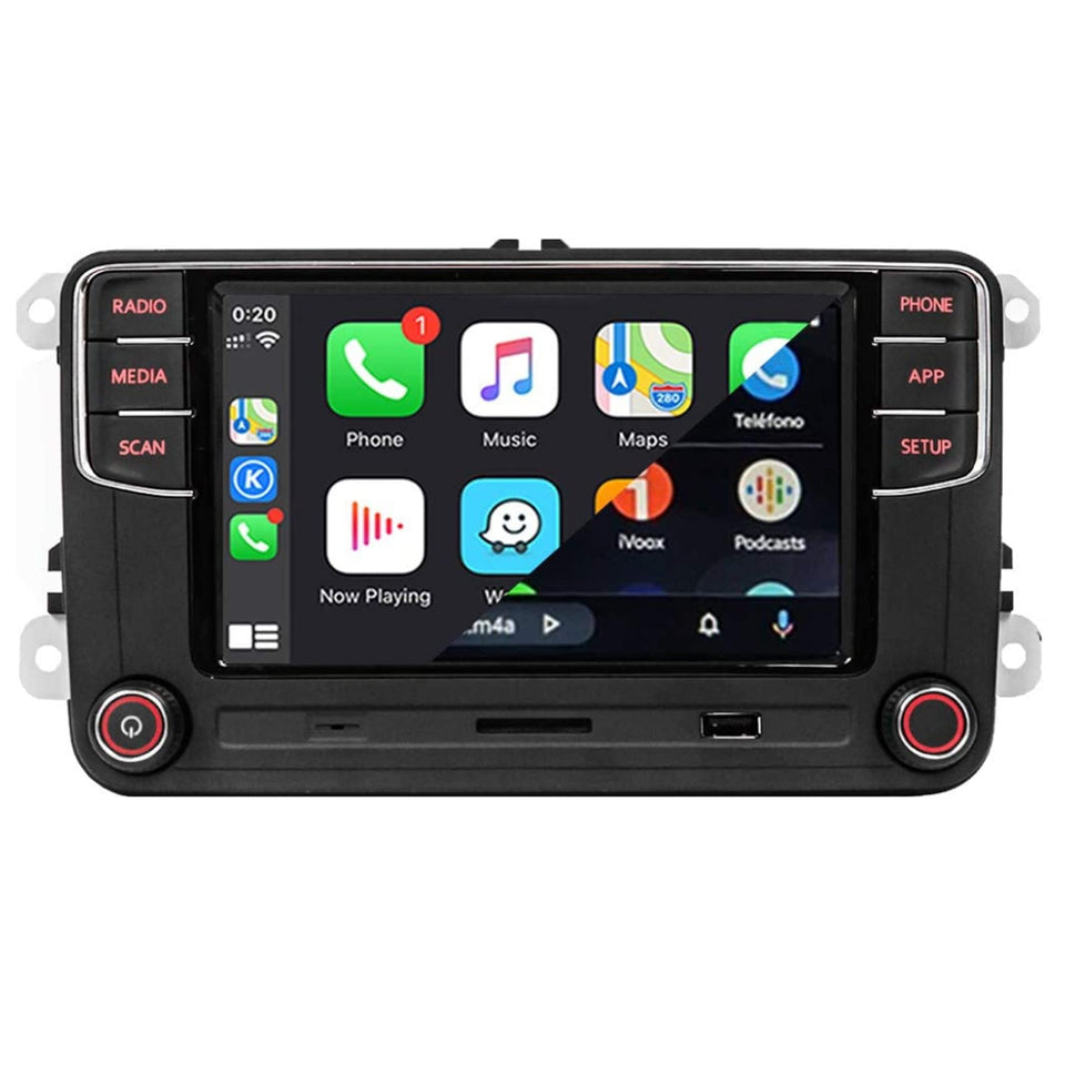 SCUMAXCON RCD360 PROII front panel showing CarPlay readiness and touchscreen controls