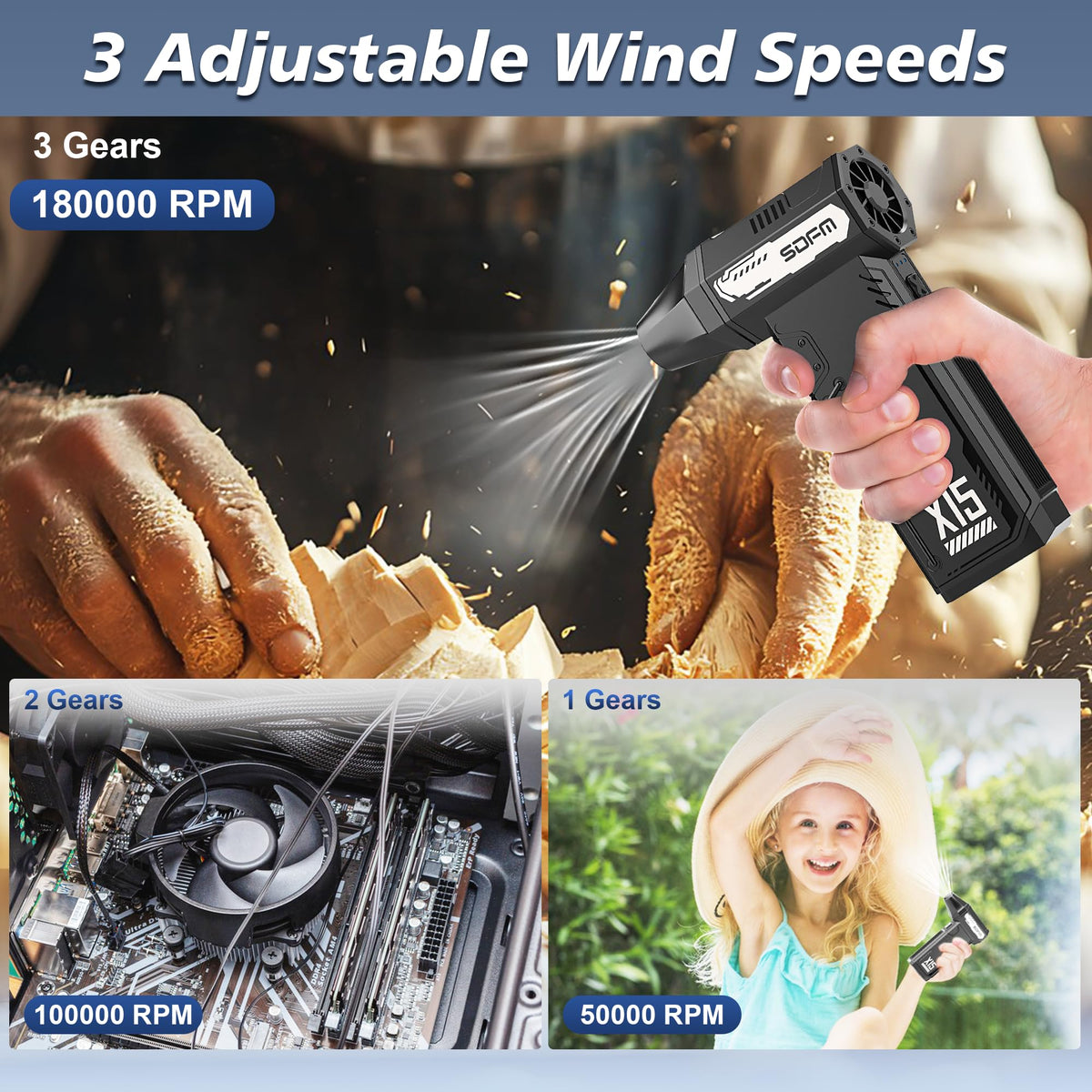 SDFM portable air duster for travel or home use in outdoor settings.