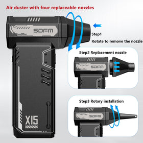 SDFM compressed air duster Type-C charging demonstrates quick recharge capability.