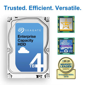 Seagate Enterprise 4TB drive back view, connectors visible.
