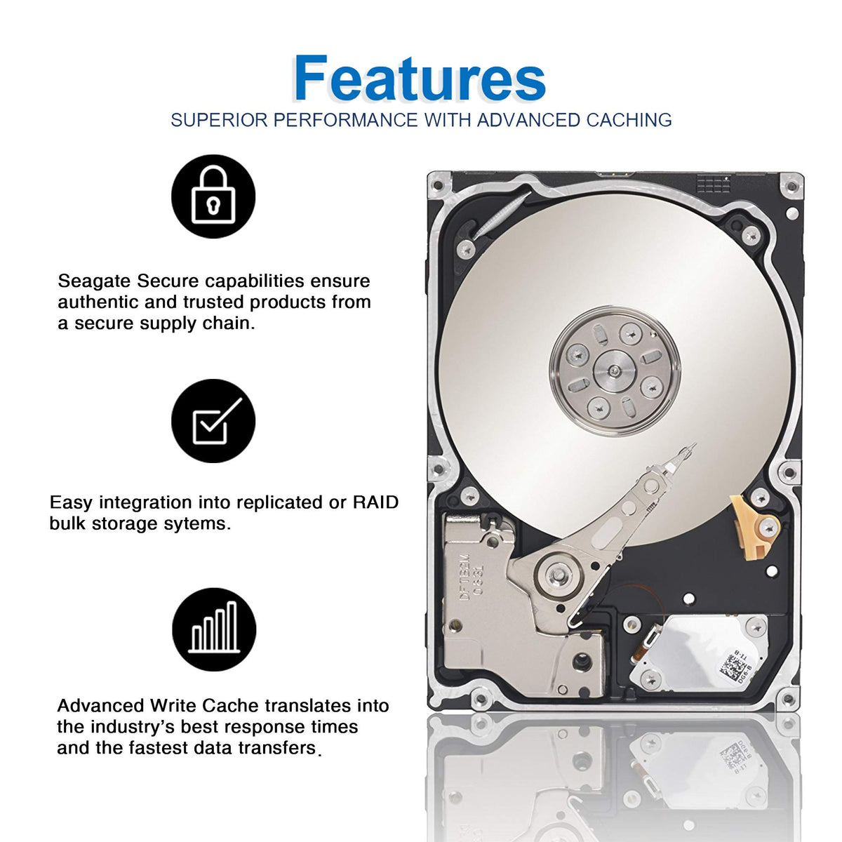 Seagate Enterprise 4TB drive connector area highlights SATA interface.