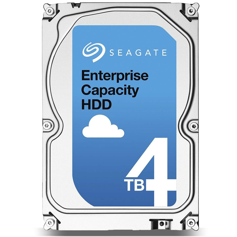 Seagate Enterprise 4TB drive front view, data center ready.