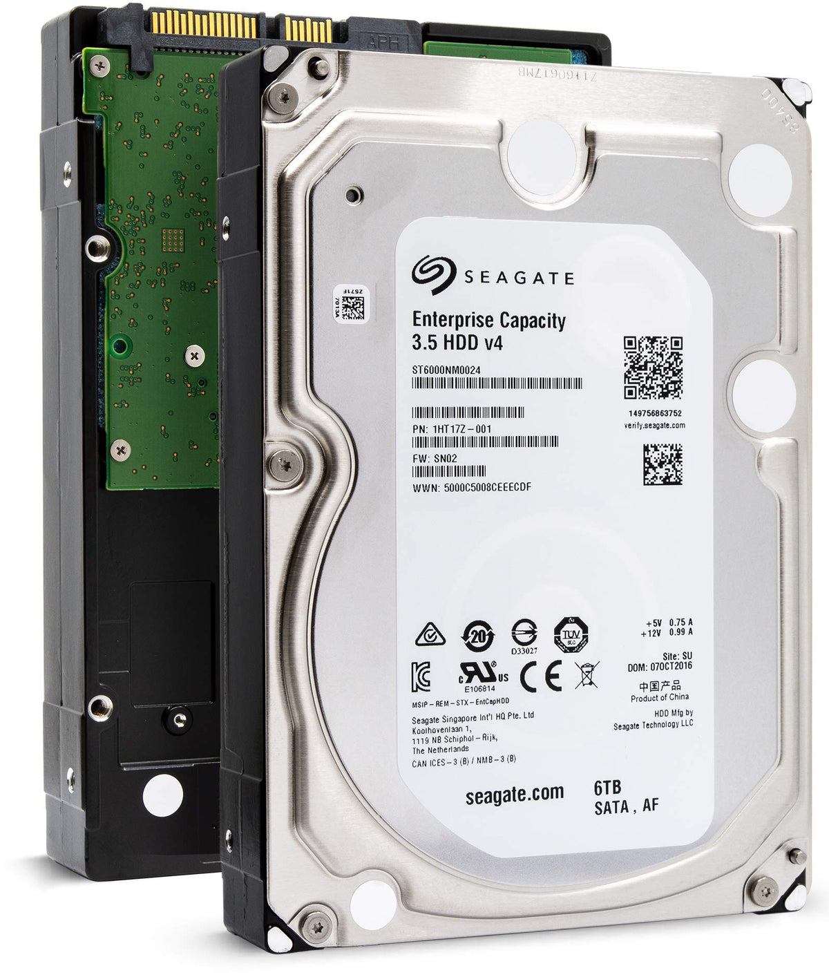 Seagate Enterprise 6TB HDD side profile suitable for dense server environments.