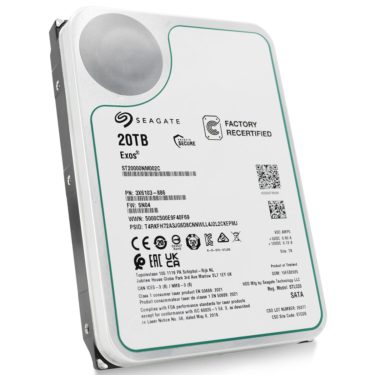 Seagate Exos 20TB SATA interface emphasizing fast data transfer