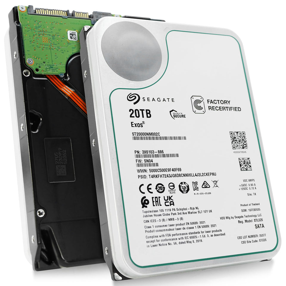 Seagate Exos 20TB storage capacity visualization for data centers and backups