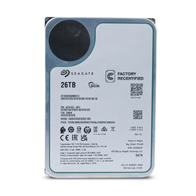 Seagate Exos 26TB serial plate suggests reliability and serviceability