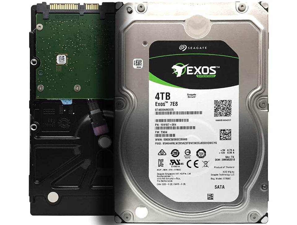 Seagate Exos 7E8 4TB drive front view for reliable server storage