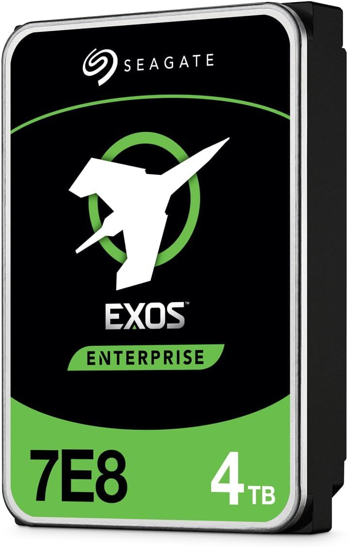Seagate Exos 7E8 4TB side profile highlighting 7200 RPM performance
