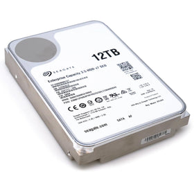 Seagate Exos X12 12TB drive label visible highlighting capacity