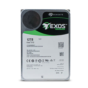 Seagate Exos X12 12TB drive side view shows 3.5-inch form factor for rack deployment.