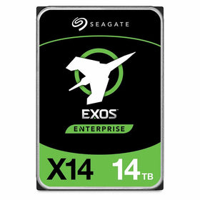 Seagate Exos X14 14TB drive top view, ideal for high-capacity backups in data centers.