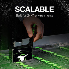 Seagate Exos X16 16TB internals close-up featuring helium-sealed design and circuitry