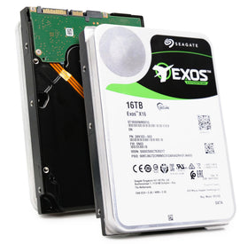 Seagate Exos X16 16TB HDD front view, enterprise-grade reliability for data centers.