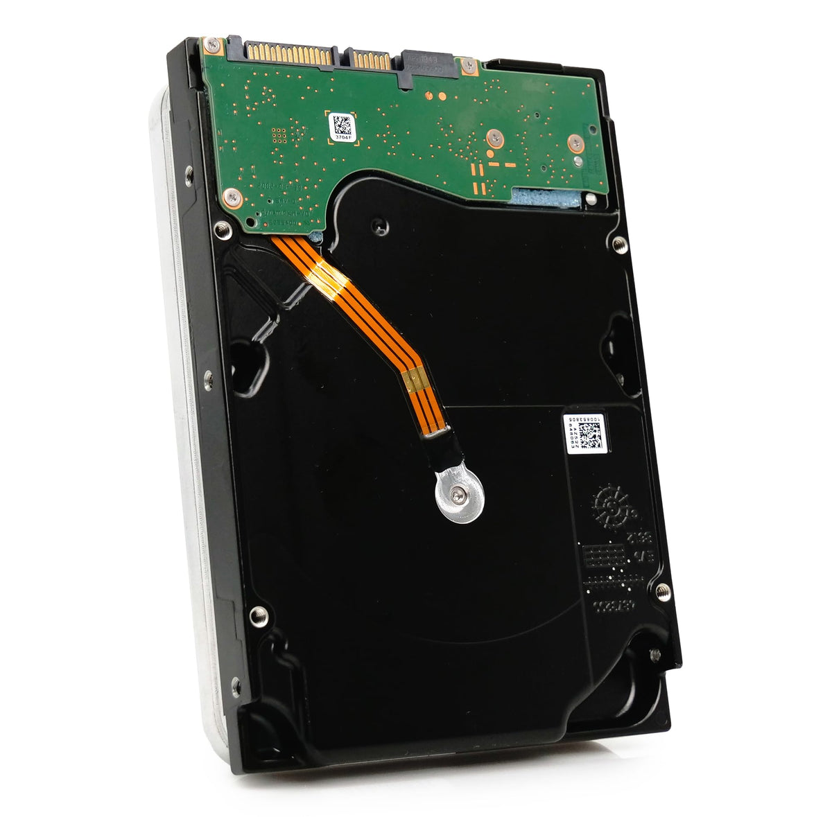 Seagate Exos X16 16TB HDD internal platter stack close-up.