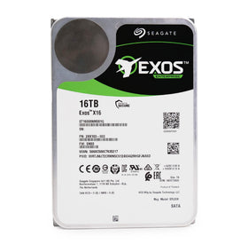 Seagate Exos X16 16TB HDD side profile, dense chassis suited for server racks.