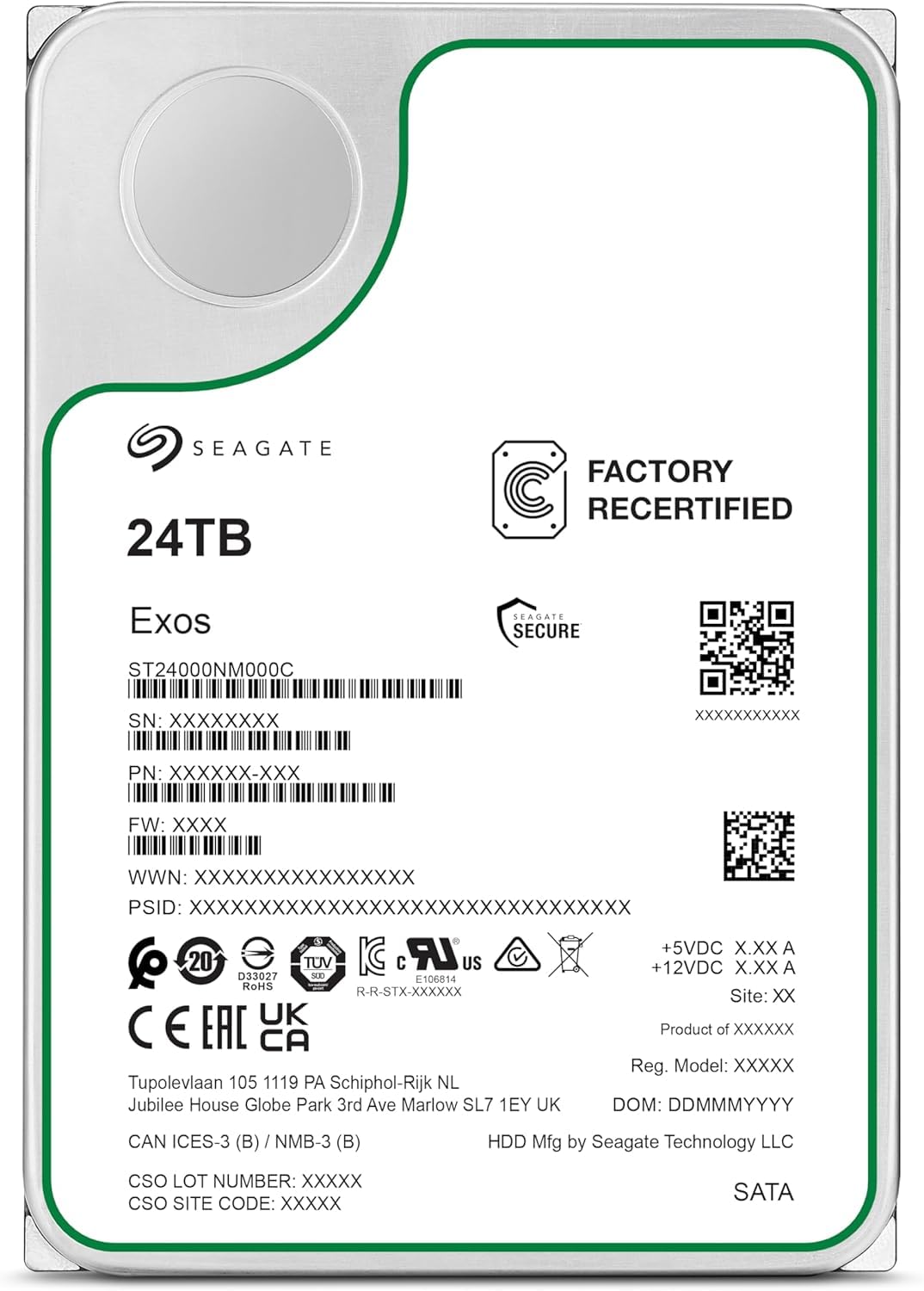 Seagate Exos X24 24TB drive label shows model details for quick asset checks