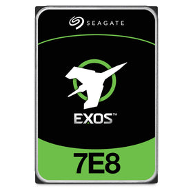 Seagate Exos 7E8 2TB drive front view highlighting enterprise reliability