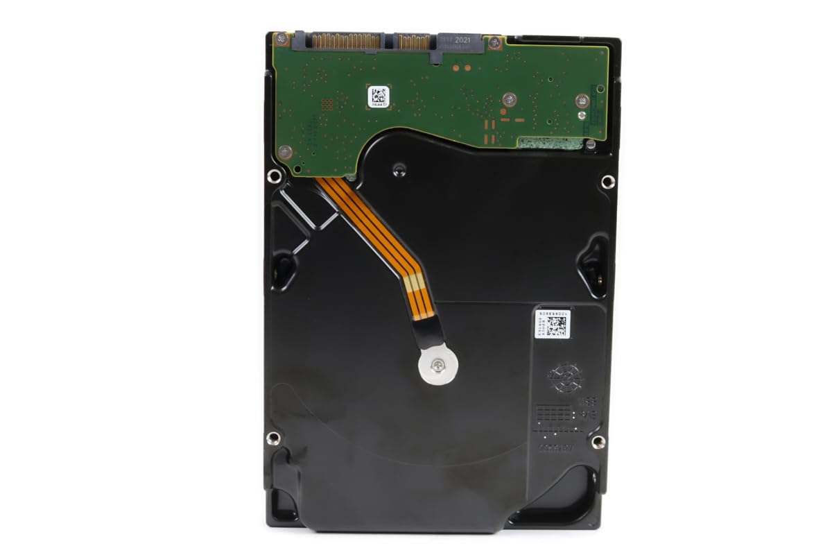Seagate Renewed Exos X16 14TB drive, back view, supports enterprise throughput.