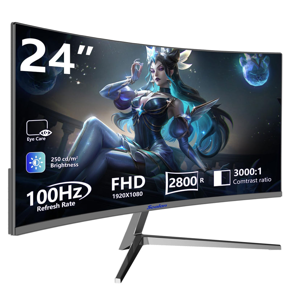 Sealan 24-Inch Curved Monitor offers immersive visuals for gaming and media.
